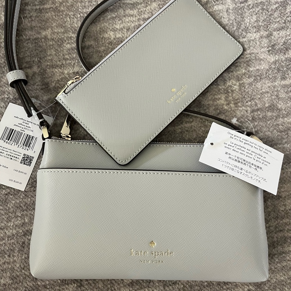 Kate Spade Gray Crossbody Bag and Wallet Set